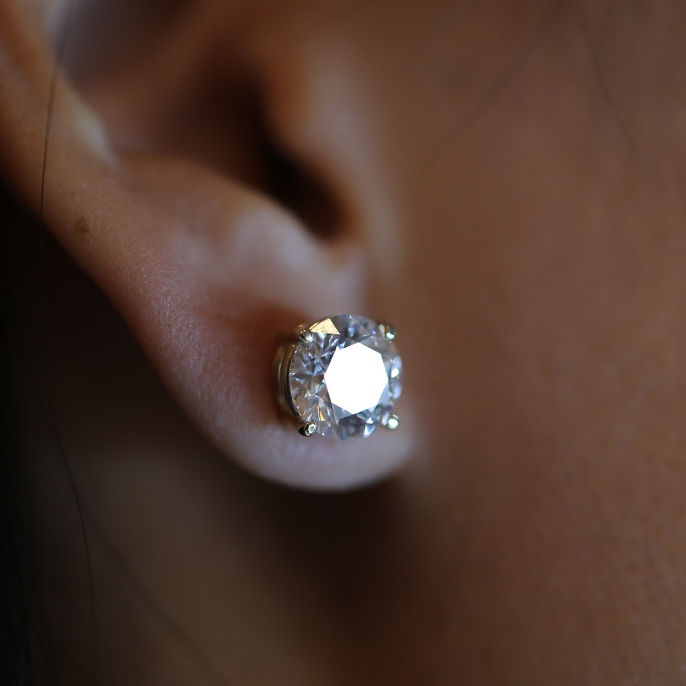 LEAH 4 CARAT LAB GROWN DIAMONDS STUDS YELLOW GOLD